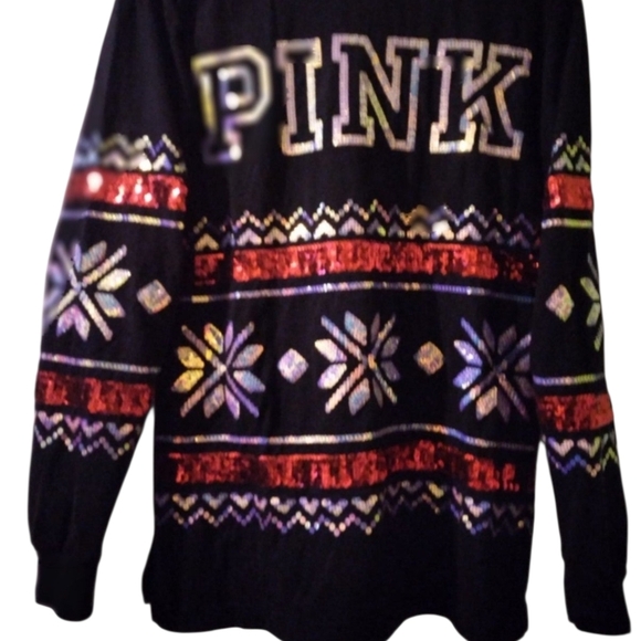 PINK Victoria's Secret Black and Red Knit Beanie